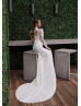 Beaded Lace Satin Chic Wedding Dress With Detachable Train